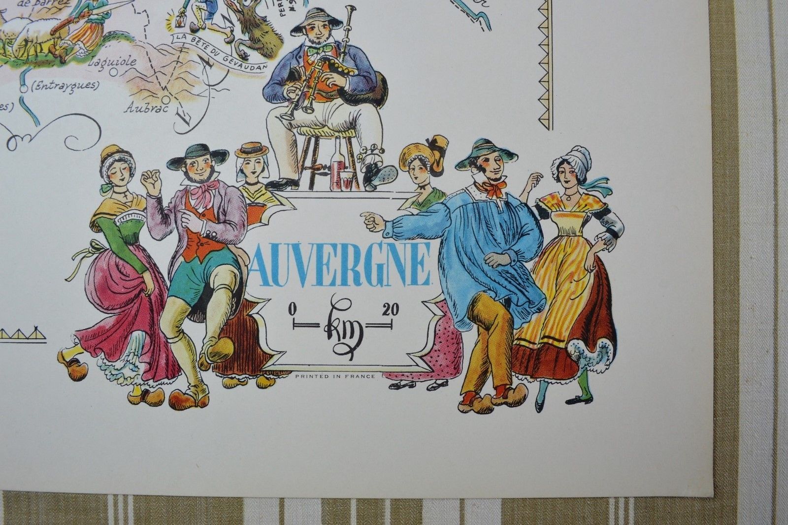 Illustrated map of the Auvergne Region of France Jacques Liozu