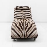 Italian Chaise Longue Cowhide with Zebra Pattern, 1980s