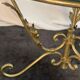 Round coffee table base in gilded wrought iron beautiful top enamelled glass 50s