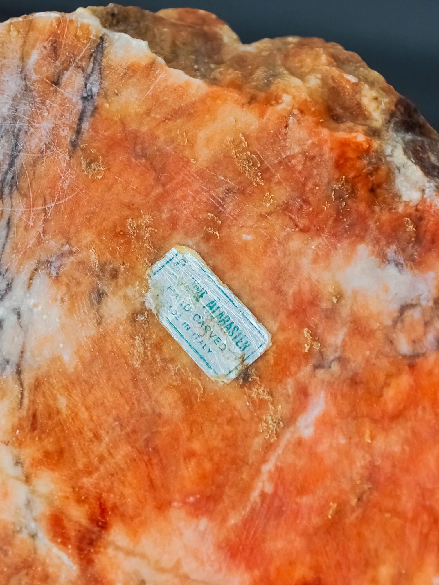 Ocher alabaster ashtray by Romano Bianchi, Italy, 1970s