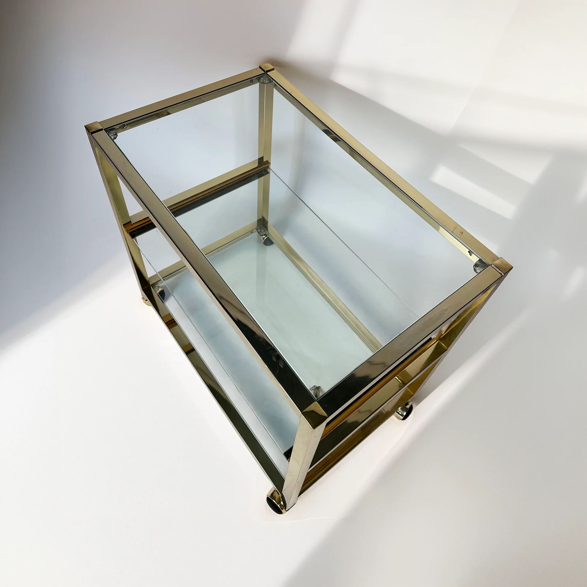 Vintage chrome and gold side table from the 1980s.