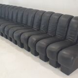 De Sede DS-600 "Non Stop" Snake Shaped Modular Sofa in Full Black Leather