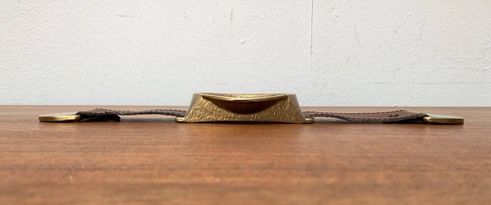 Mid-Century Bronze and Leather Armrest Bowl or Ashtray, 1960s