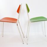 Pair of fiberglass and metal 1950 vintage chairs: french work of the 1950s