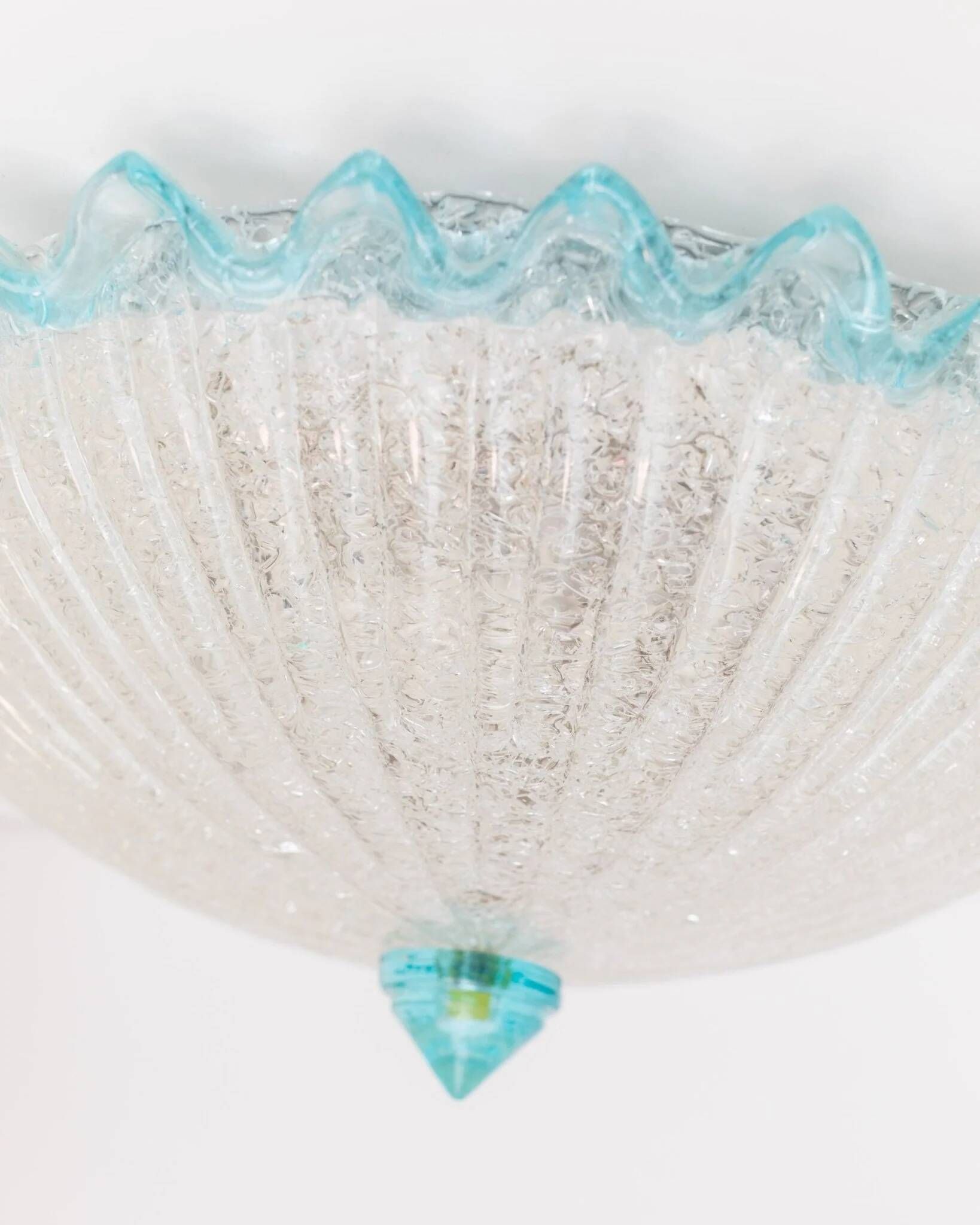 Vintage ceiling light Barovier e Toso - clear light blue glass with structure - Hollywood Regency - Mid Century Italy 1960s - Lighting