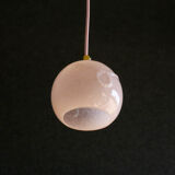 Vintage French pendant lamp in pink glass, comes with new pink cable