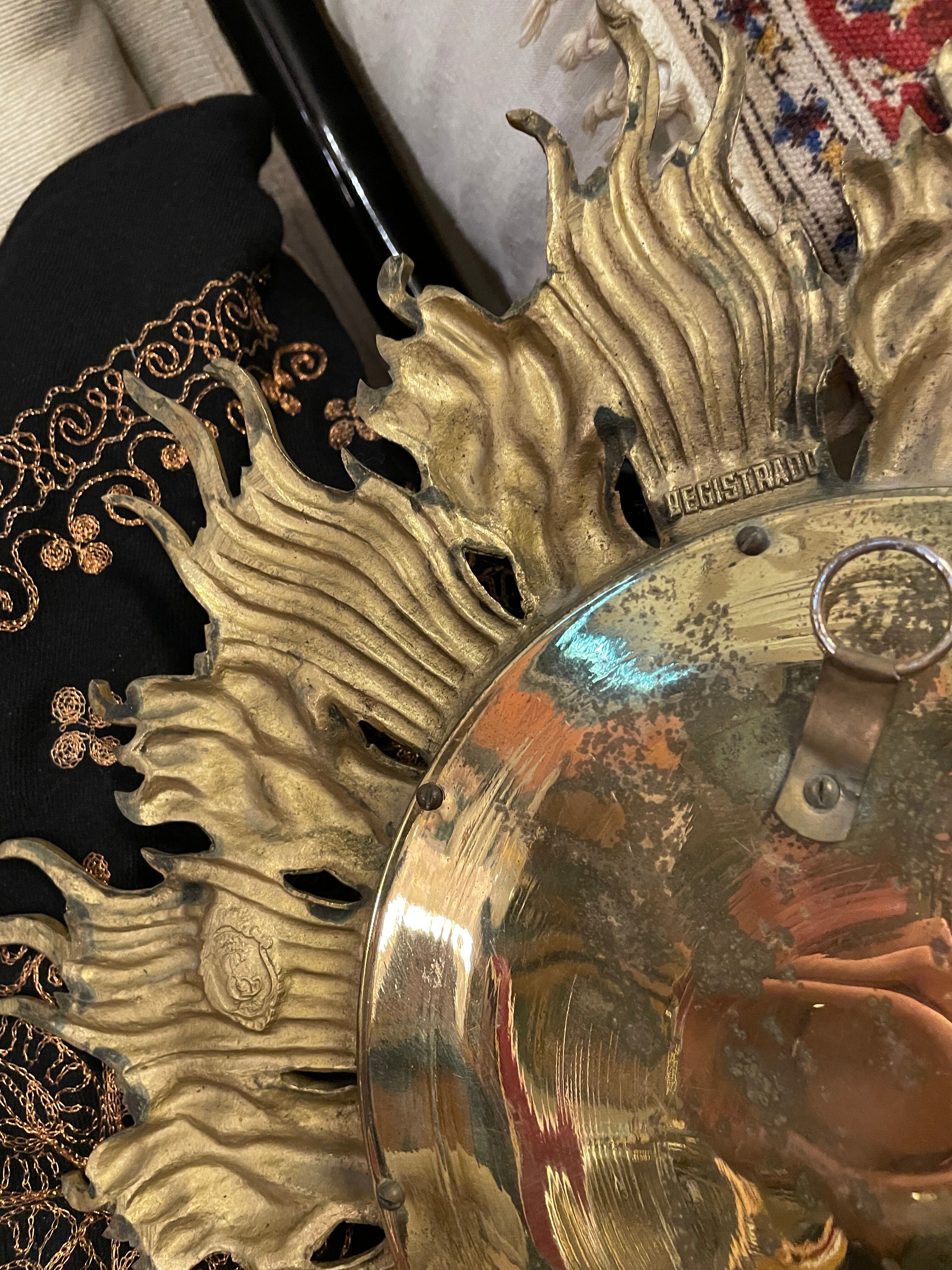 Bronze midcentury bronze witch eye mirror