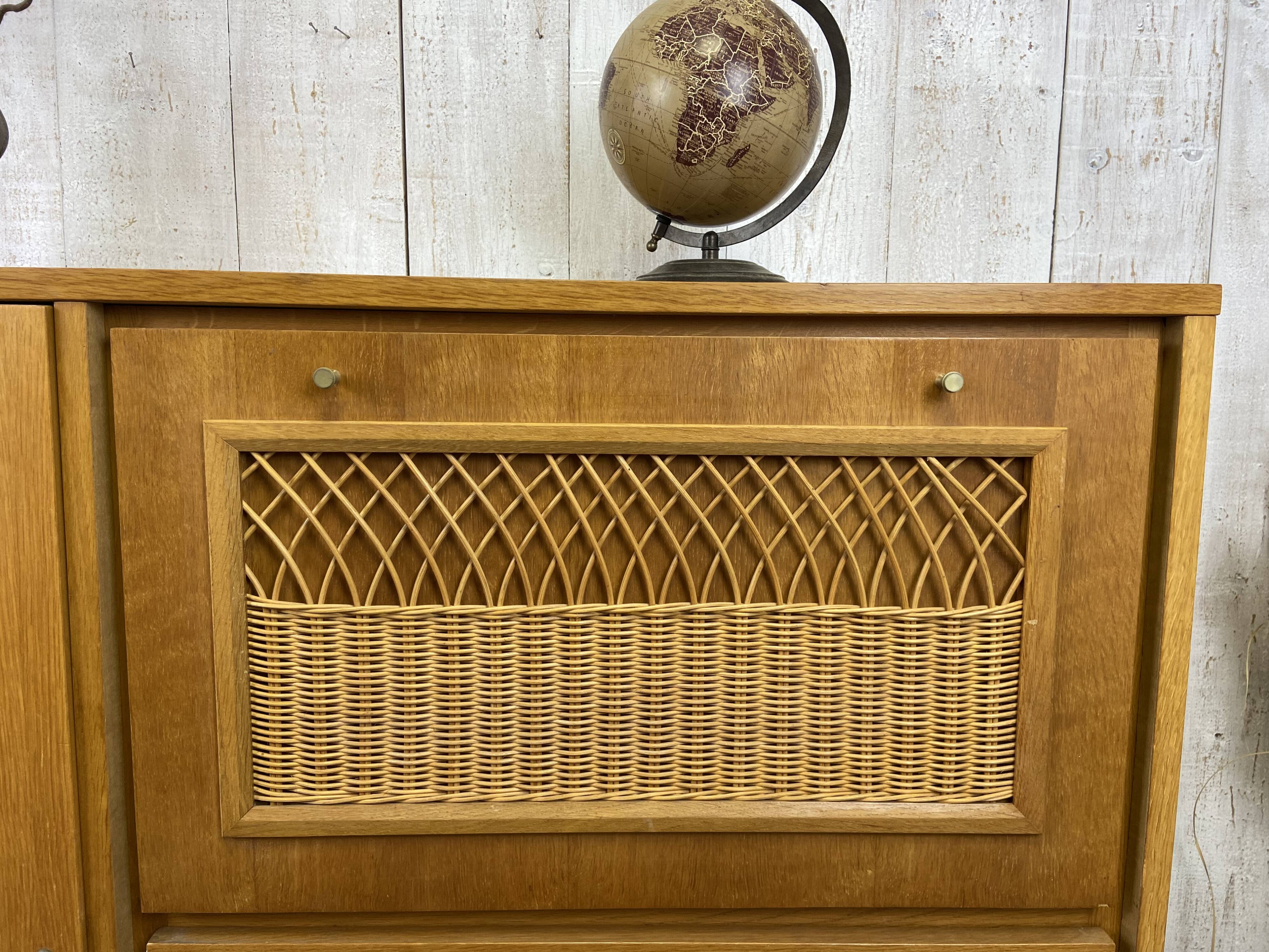 Armoire bois/osier vintage Selency