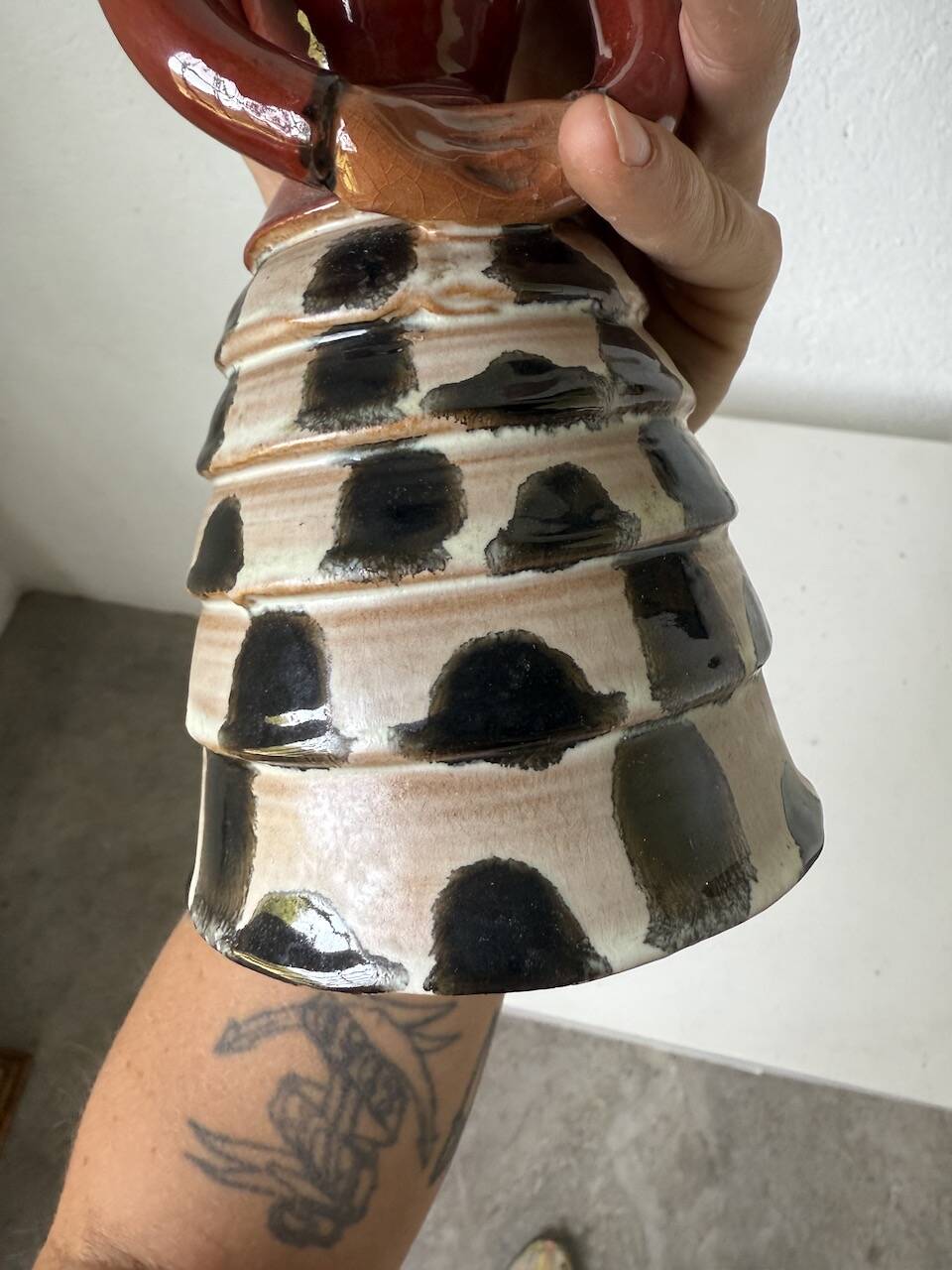 Ceramic candle holder for women, 1920/1930, Soufflenheim