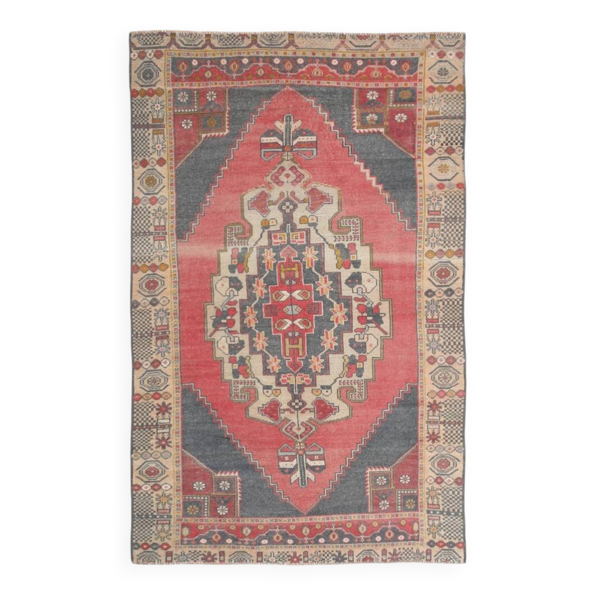 4x7 Navy Blue & Red Vintage Persian Rug, 136x224Cm