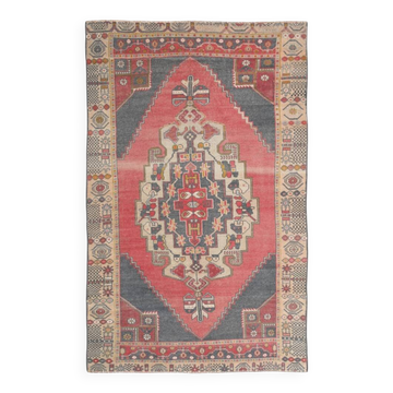 4x7 Navy Blue & Red Vintage Persian Rug, 136x224Cm