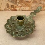 Antique Vintage Gilt Bronze Cellar Raz Hand Candle Holder