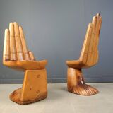 Pair of hand shaped teak chairs, 1970s