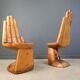 Pair of hand shaped teak chairs, 1970s