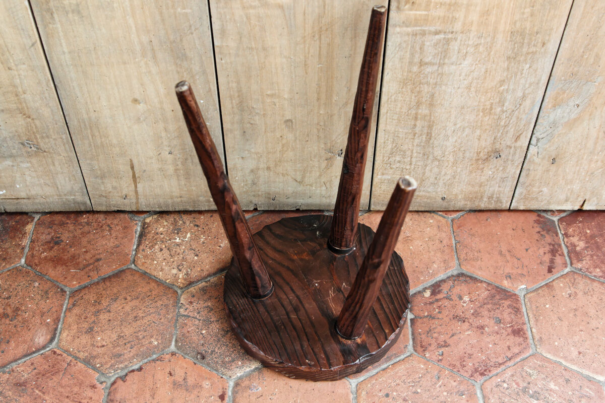 Wooden tripod stool