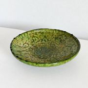 Coupe, vide-poche Tamegroute ancienne en céramique vernissée verte