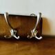 Wooden wall coat rack with vintage mirror - 6 hooks