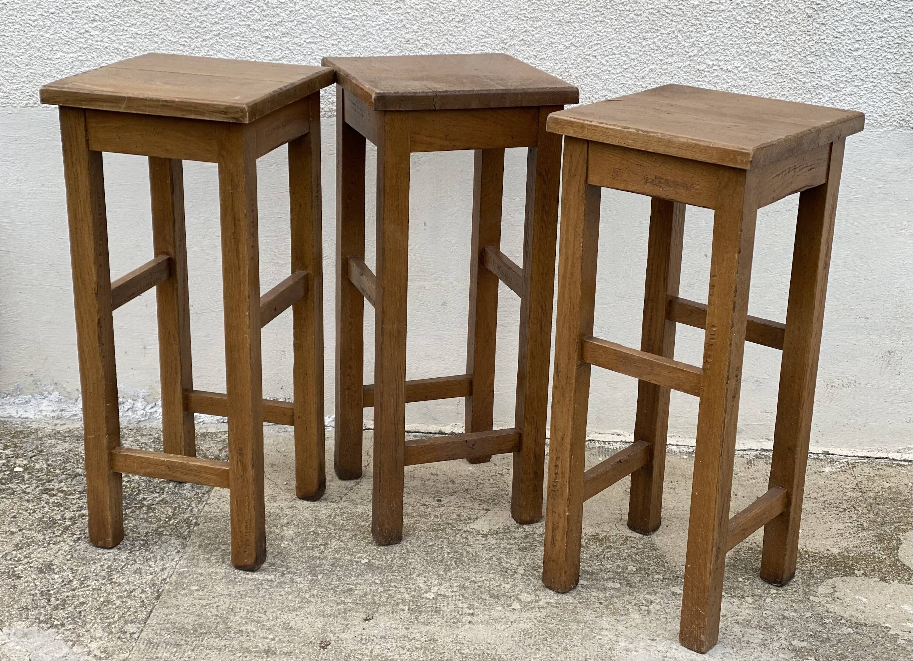 Ensemble de 3 tabourets de bar brutalists vintage 1960