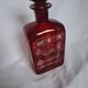 Antique Bohemian Crystal Carafe Egermann Ruby Red Engraved.