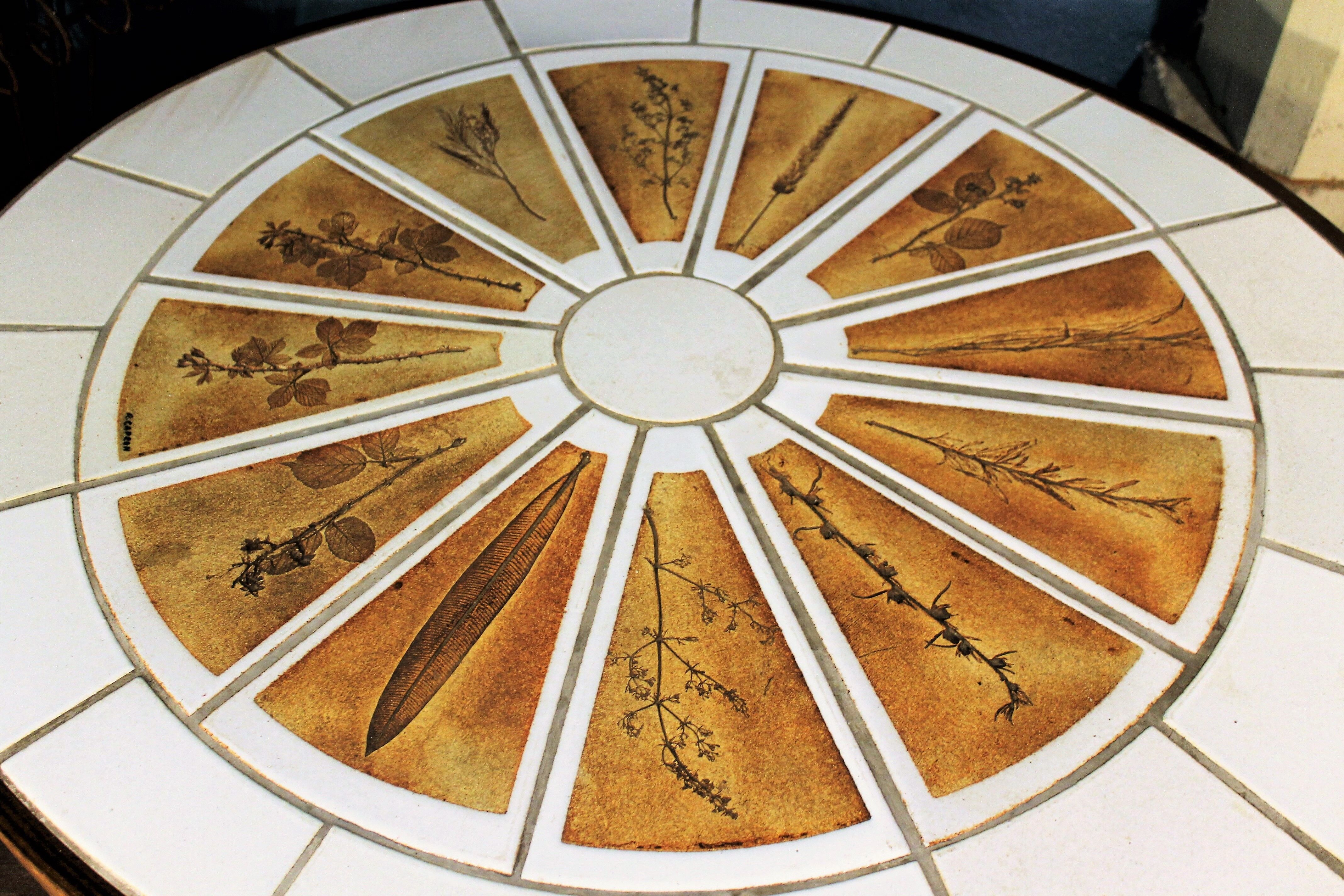 Coffee table "Herbarium" by Roger Capron 1960s
