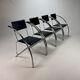 Set of 4 Postmodern Black and Blue and chrome tubular chairs, 1980s