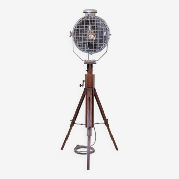 Industrial Floor Lamp from Tilley, Wooden Tripod Base