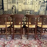Suite of 8 rustic Provencal mulched chairs