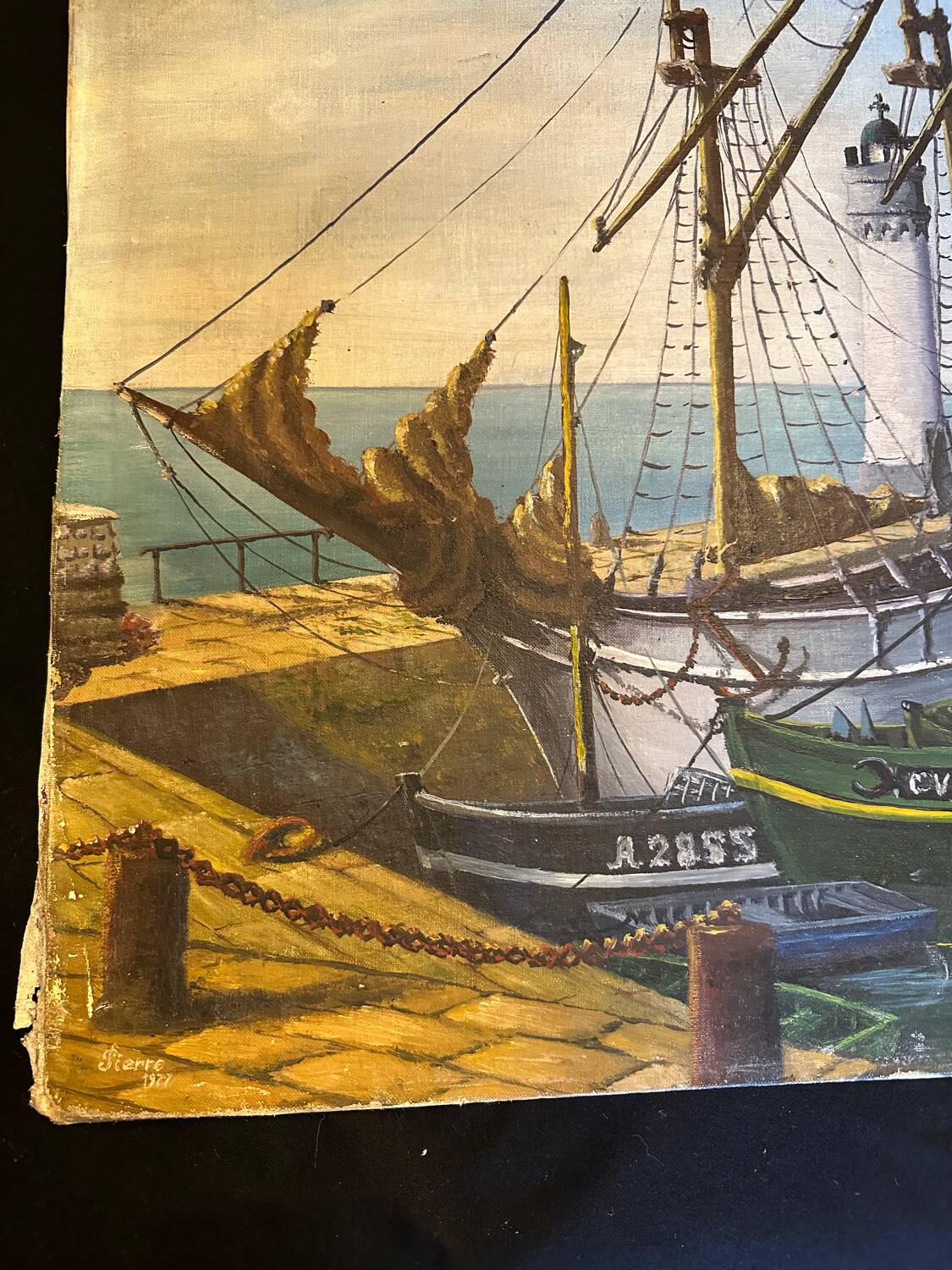 Fishing boats - painting on canvas board
