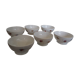 Set of 6 ribbed bowls and floral motifs