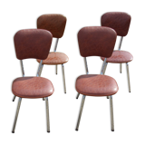 Suite of 4 skai and chrome chairs (total 5 chairs)