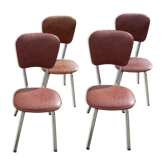 Suite of 4 skai and chrome chairs (total 5 chairs)