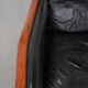 Black cowhide leather and wooden Art Deco design armchair