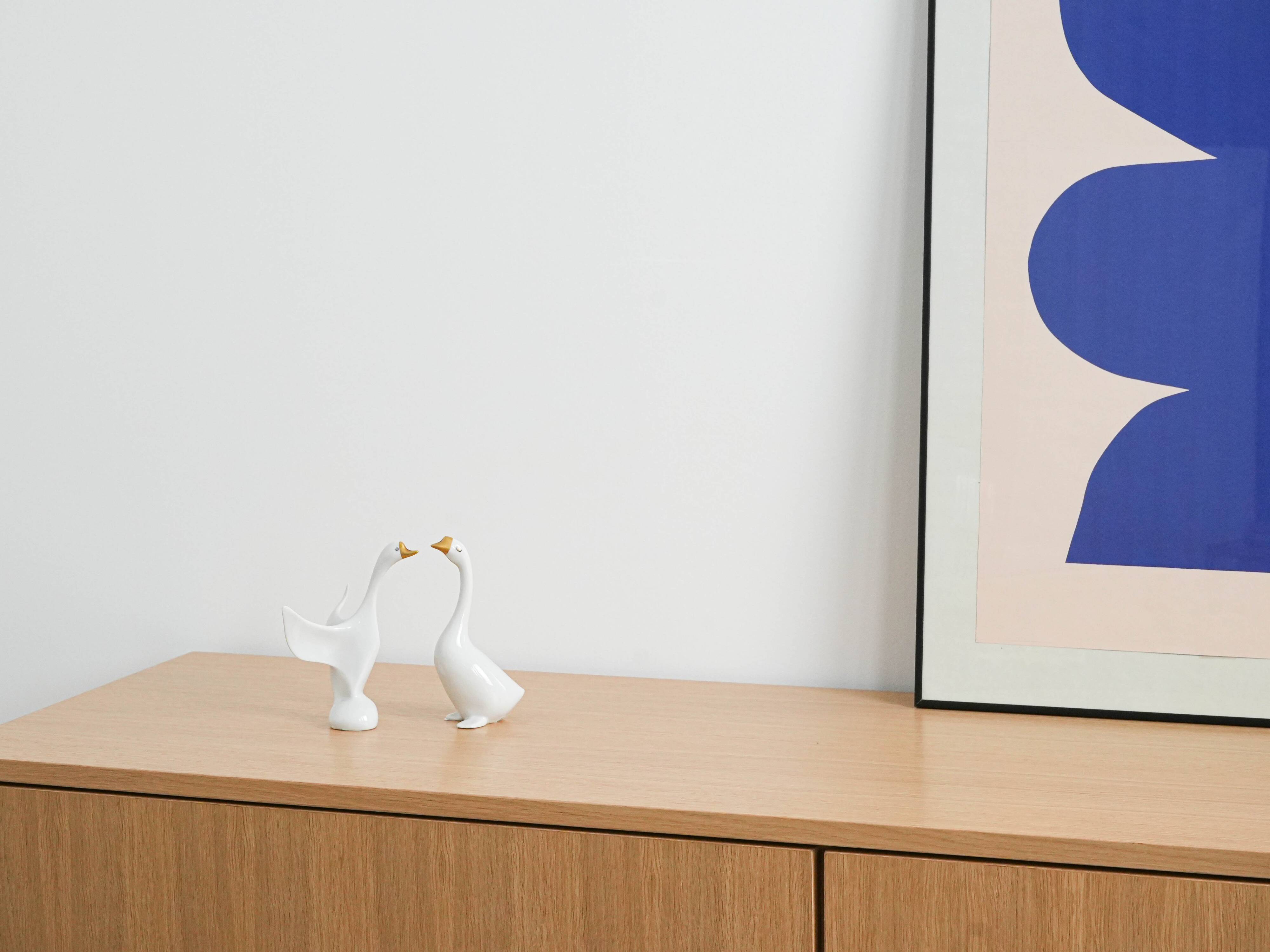 Porcelain goose figurine, Hungarian design, 1960s,manufactured by Holloháza
