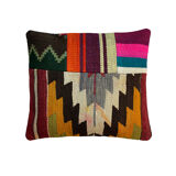 Housse de coussin en patchwork turc vintage, 40 x 40 cm