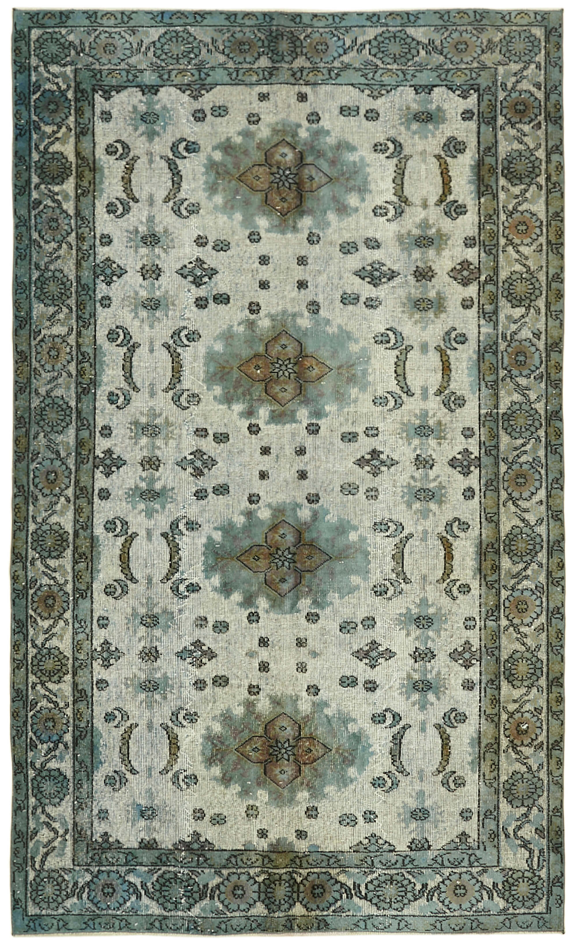 Handmade Hi-Low Pile Oriental 1980s 175 cm x 286 cm Blue Rug