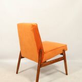 Papaya orange velvet mid century modern 1970s renovated armchair