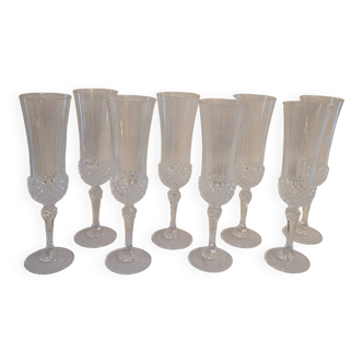 Set of 8 cut crystal flutes from the 70s-80s.