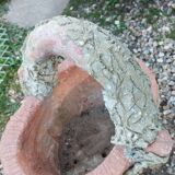 Medici stone planter with tree trunk decor