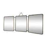 Vintage 1950s triptych barber dressing table mirror brick - 27 x 67 cm