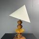 Midcentury wood turned adjustable table lamp with glass sphere, 1970s