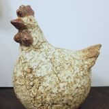 Poule en grès craquelé