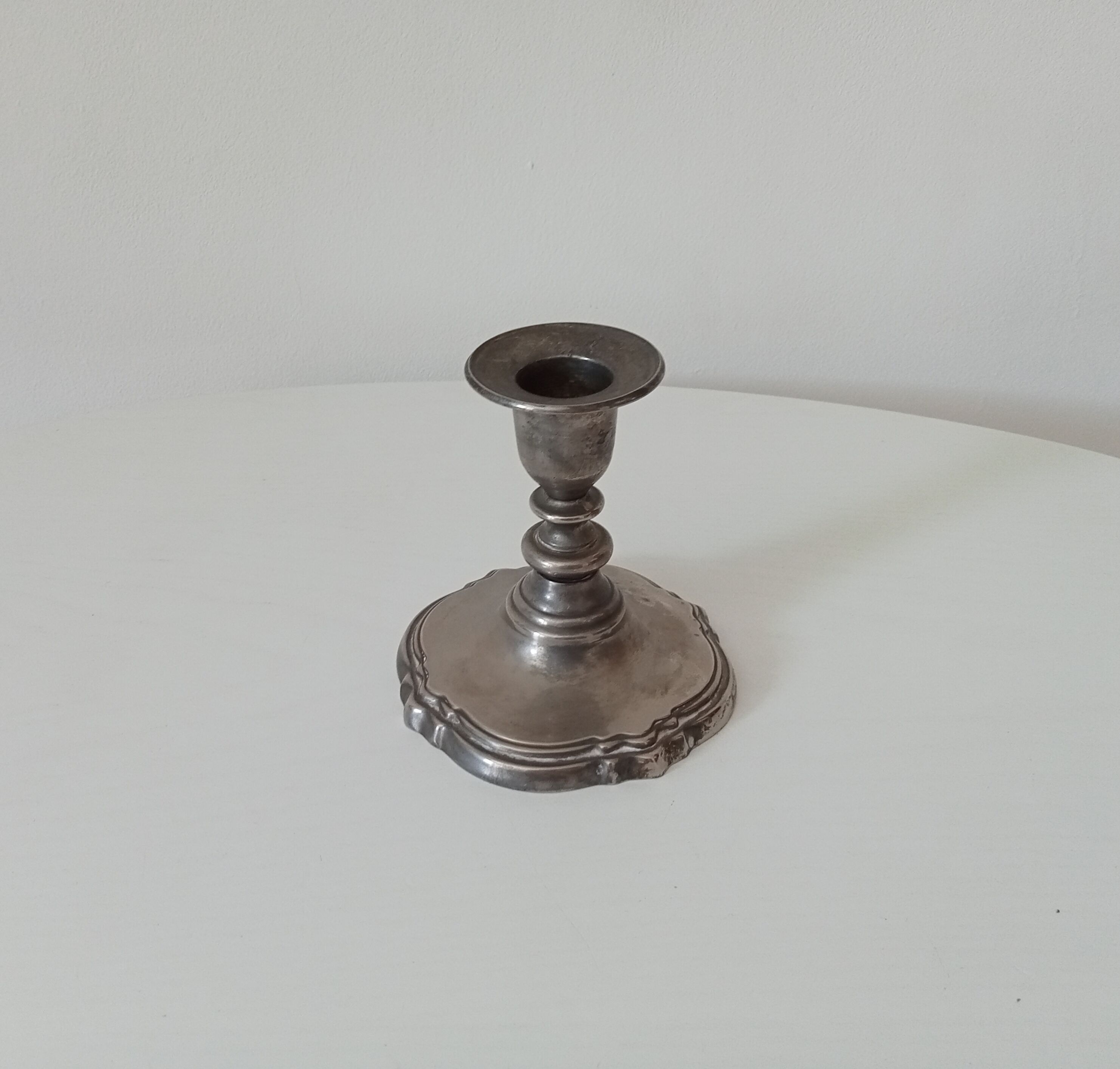Vintage pewter candle holder