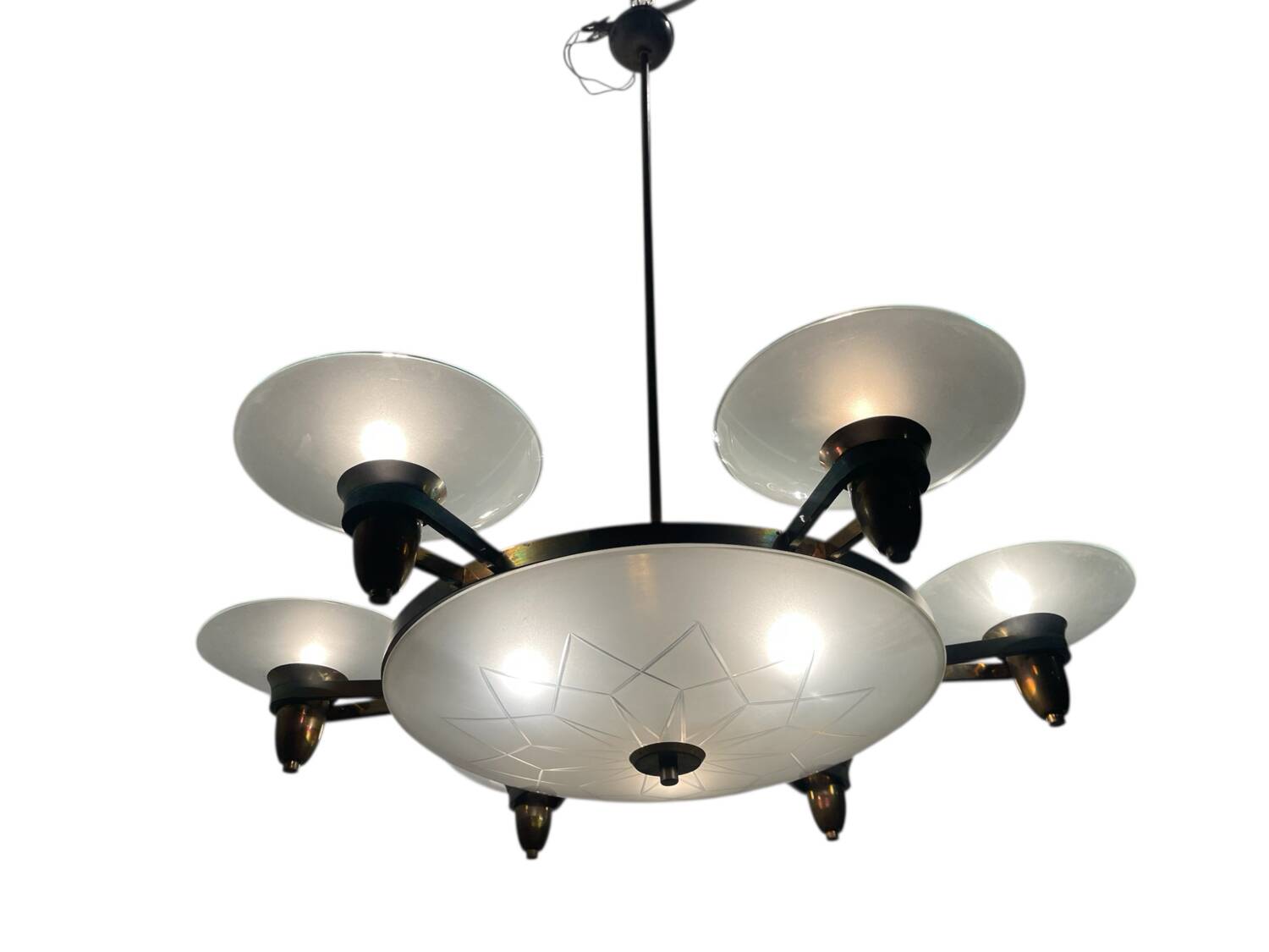 Large Art Deco Bronze Chandelier 1950’s