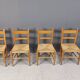 Mid century oak and wicker dining chairs, set of 4