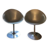 Paire de fauteuils design pivotants gris légèrement métallisé