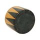 Round Vintage Pouf Orange Black Leatherette 1960s