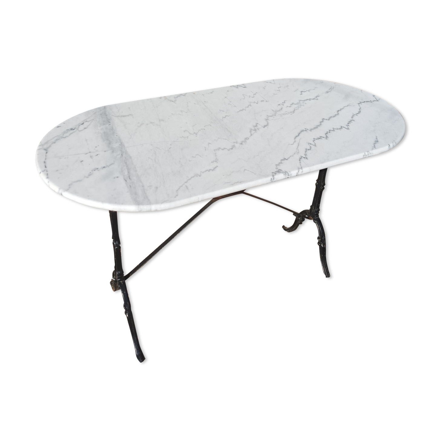 Table bistrot pieds fonte et plateau marbre