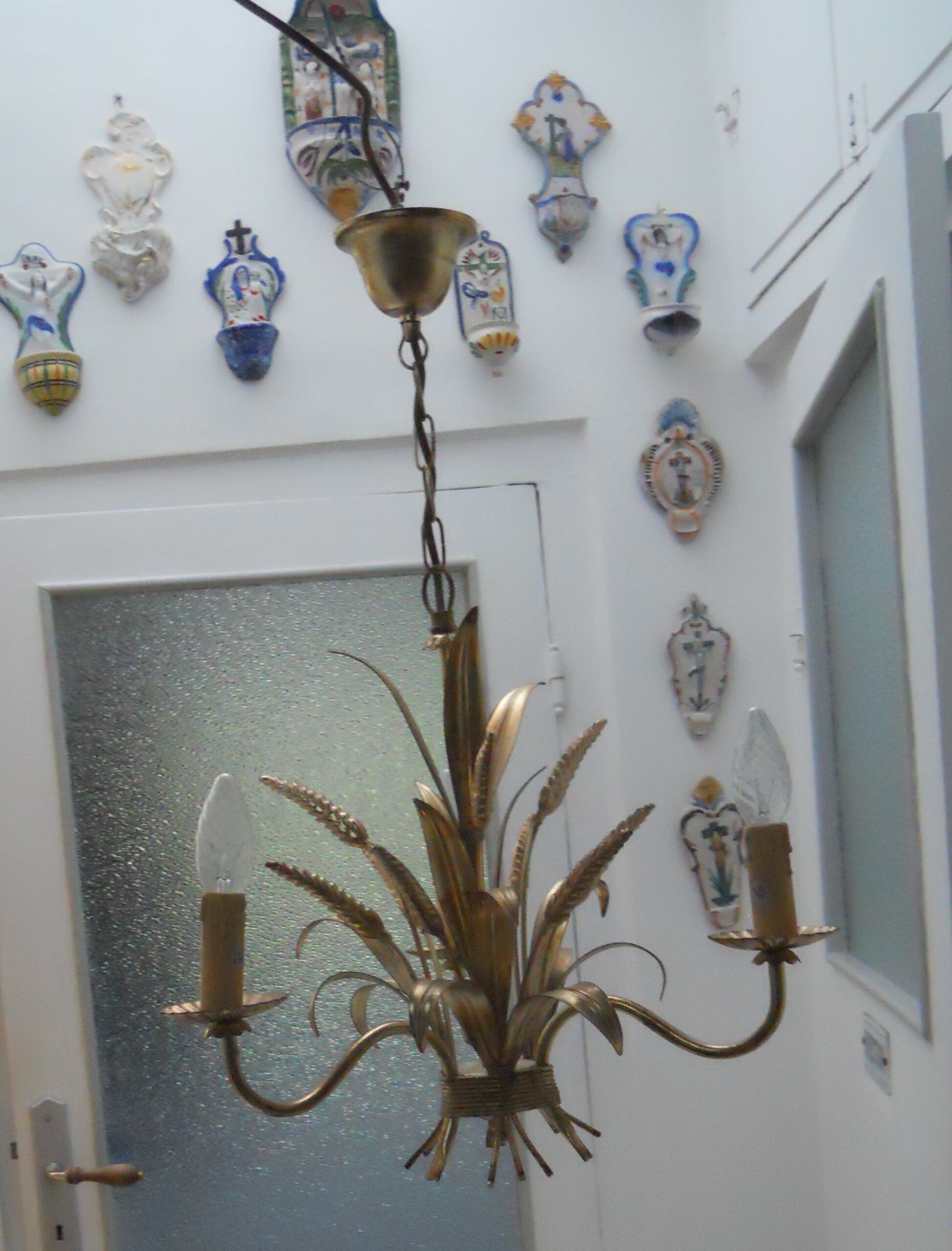 Chandelier epis de ble metal dore 3 lights