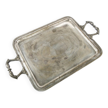 Eclectic serving tray, silver-plated brass, Poland, 19th century