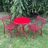 Salon de jardin - 2 chaises Arras US, 1 guéridon Arras - Rouge vif